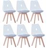 BenyLed Set di 6 sedie da pranzo in stile scandinavo design retrò sedie laterali in acrilico trasparente sedia in cristallo con cuscino in PU (Grigio)