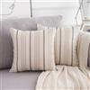 LRartdeco Federe Cuscini Divano 40x40 Cuscini Beige Federa decorativa a righe grigie Cuscini in Lino Copricuscini Divano Moderna Fodera Cuscino Autunno per Soggiorno Letto Auto Set di 2