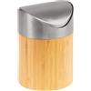 Westmark Pattumiera da tavolo/cosmetici, coperchio oscillante, inserto in plastica, capacità: circa 0,8 litri, ø 12 cm, bambù/acciaio inossidabile/plastica, tapas + Friends, marrone