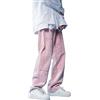Gefomuofe Jeans da uomo, pantaloni cargo hip hop, jeans a gamba larga, jeans y2k, jeans anni '90, primavera, vecchi lavaggi, pantaloni da lavoro, streetwear jeans da uomo, M rosa., XL