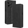 WBWONE Leather Folio Cover per Realme C51 / Realme Note 50, Custodia in Pelle PU Magnetica Libro Flip Portafoglio con [Funzione Stand]. Nero