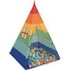 Selonis Tenda Indiana Tipi Gioco Per Bambini Con 100 Palline Colorate, Multicolore:Bianco/Giallo/Arancione/Azzurro/Turchese