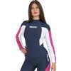 SEAC RAA Long Evo, Maglia Protettiva Rash Guard per Snorkeling e Nuoto Anti UV Donna, Blu/Rosa, M