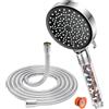 YEAUPE Soffione doccia con tubo 1,8 m, soffione doccia con filtro, soffione doccia a pioggia con 6 tipi di getto, soffione doccia a risparmio acqua, grande funzione anticalcare cromato