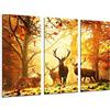 Cuadros Camara Quadro su Legno, Cervo Animale in Natura, Paesaggio Autunnale, 97 x 62cm, Stampa in qualita Fotografica. Ref. 26780
