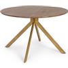 Tavolo SHERMAN rotondo Ø120 in legno di mango e base finitura ottone