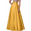 Generic Gonne Lunghe in Raso di Seta da Donna Bohémien Gonne Casual in Vita Elastica in Cotone Solido Ed Elegante