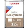 Toshiba 12TB N300 Internal Hard Drive - NAS 3.5 Inch SATA HDD Supports Up to 8 Drive Bays Designed for 24/7 NAS Systems, New Generation (HDWG480UZSVA)