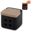 KOOK TIME Barattolo porta aglio con coperchio in legno di bambù - Contenitore salva aglio cucine, in ceramica con fori di ventilazione per una conservazione ottimale - 11.5x11.5x11.5 cm. - Nero