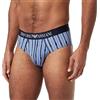 Emporio Armani Men's Brief all Over Logo Slip Boxer, Colony Blu Vertical Stripes, S Uomini