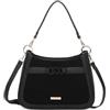 QUEEN HELENA Borsa Media a Spalla con Tracolla Rimovibile Rigida Elegante Donna M9006 (Nero)