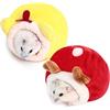 SKHAOVS 2 Pezzi Cuccia Per Criceto,Gabbia per Nidi Invernali per Piccoli Animali,Piccoli Animali Letto,Warm Nido di Cotone,Cuccia Lettino Nido per Criceti per Riccio Criceti Scoiattoli(Rosso Giallo)