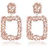 EVER FAITH Orecchini 6 Colori Grande Rhinestone Cristallo Aperto quadrato Statement per Donna Champagne Rosa Oro-fondo