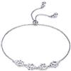 IMINI Bracciale Zampa Per Donne Argento Sterling Carino Lucido Cucciolo Cane Gatto Gattino Zampa Stampa Palla Perline Braccialetti Con Ciondoli Regolabili Amante Degli Animali Gioielli Regali (Argento)