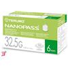 TERUMO ITALIA Srl AGO PER PENNA DA INSULINA NANOPASS 32,5 GAUGE LUNGHEZZA 6 MM 100 PEZZI
