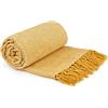 Emma Barclay Herringbone - Coperta in Cotone Riciclato con Motivo a Spina di Pesce, per Sedia, Divano, Letto, in Giallo ocra, 70 x 100 (178 x 254 cm)