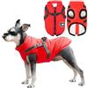 Voarge Giubbotto invernale per cani, cappotto per cani con pettorina per cani di piccola taglia, impermeabile, lavabile a strisce riflettenti, design resistente (Rosso, M)
