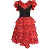 La Senorita Spagnolo Flamenco Vestito/Costume per Ragazze/Bambina Rosso/Nero Taglia 4, 92-98 Lunghezza 65 cm 3/4 Anni