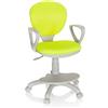 HJH Office 671011 sedia girevole per bambini KID COLOR G1 tessuto verde/grigio sedia da ufficio per bambini, poggiapiedi e seduta regolabili in altezza