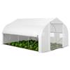 Outsunny Serra per Orto 3.95x3x2m Struttura in Acciaio e Copertura in PE Anti-UV con 8 Finestre, Porta e 2 Pareti Laterali Avvolgibili, Bianco|Aosom