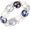 Valero Pearls Anello da Donna in Argento Sterling 925 con rodio con Perle coltivate d'acqua dolce bianco grigiore chiaro blu pavone 00311130