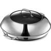 HexClad Padella da 35 cm e coperchio con manici anti-freddo, superficie antiaderente in acciaio inox ibrido senza PFOA, funziona con piani cottura a induzione, in ceramica, elettrici e a gas