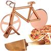 TDCQ Tagliapizza Bici,Bicicletta Ruota Tagliapizza,Tagliapizza Bicicletta,Rotella Tagliapizza Bicicletta,Tagliapizza Acciaio Inox,Taglierina per Pizza (Oro Rosa)