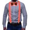 Tulov Bretelle luminose da uomo a LED, con papillon luminoso, per addio al celibato e gadget da festival, 2 pezzi, Colore: rosso, L