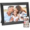Hesmor Cornice Digitale Foto WiFi 10.1 Pollici 1280x800 32 GB Portafoto Digitale Schermo Tattile IPS LCD Frameo Cornice Foto Digitale Elettronica Rotazione Auto Condividi Foto e Video Tramite, Nero