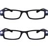 The Reading Glasses Company 2 Pacco Illuminato Led Ore Notturne Lettori Di Luce Uomo Donna Nero Ll1-1 +2,50 - 70 Gr
