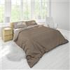 INTRECCI Set Copripiumino Una Piazza e Mezza, 100% Flanella di Cotone, Morbido e Caldo, Sacco Copripiumino 200x200 cm + 1 Federa 50x80cm, Effetto Tinto in Filo, Double Face. Colore: Tortora/Crema