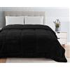 Home Tresor Trapunta Imbottita Invernale, Piumone Letto Pesante 540 gr/mq in Microfibra Manopesca, Effetto Velluto Flanellato Tinta Unita Singolo cm. 180x260, Nero