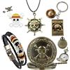 P zee PUNZEE ET VOUS NOUS DIREZ MERCI One Piece Manga - Orologio da taschino, braccialetto, portachiavi, collana, badge pin, accessorio luffy, cappello di paglia, regalo, argento, analogico