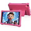 Wqplo Tablet per bambini da 8 pollici Android 12 Tablet 1280 * 800 IPS HD Screen 4000 MAH WiFi Bluetooth Dual Camera Controllo Parentale Modalità Shock-Afto (pink)