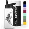 PROWORKS Gen 2 Borraccia Termica con Cannuccia | 1L Bottiglia Acqua in Acciaio Inox | Bevande Fredde 24 Ore e Bevande Calde 12 Ore, Sport, Lavoro, Palestra - Bianco Puro - Delfino Azteco