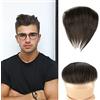 Lordhair Parrucca Uomo PU Frontale,100% Remy Human Hair per Protesi Capelli da Uomo,Toupee European Human Hair Pieces For Men