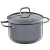 WMF Fusiontec Essential - Pentola grande, 20 cm, coperchio in vetro, per carne a induzione, 3,7 l, in ceramica high-tech, antigraffio, non rivestita, colore: grigio, made in Germany