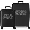 Star Wars Logo, Set di Valigie, 55/70 cm ABS Rigido Chiusura TSA Integrata 119L 6.8 kg 4 Doppie Ruote, Nero (Logo)