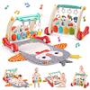 CUTE STONE Tappetino da gioco per bambini e girello didattico, Tappetino per attività per bambini con pianoforte, Centro attività musicale con luci, Girelli