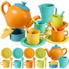 AOLEVA Set da tè per bambini per bambine piccole, fingere di giocare pomeridiano tè party set accessori da cucina giocattoli da picnic in plastica regali per bambini ragazze ragazzi bambino 3 4 5 anni