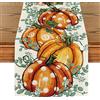 Artoid Mode - Runner da tavolo, fantasia con eucalipto, pois e zucche, per l'autunno, decorazione per cucina, interni, feste e festività, 40 x 140 cm, colore: arancione