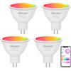 DiCUNO Lampadine Wi-Fi LED Inteligente GU5.3, compatibile con Alexa e Google Home, MR16, 12V, Faretto 5W Dimmerabile Multicolore 2700K-6500K RGBCW, 320LM, Nessun Hub richiesto, 4 Pezzi