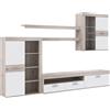 Forte Paul Parete attrezzata con 3 ante, 1 anta in vetro e 2 cassetti, in legno, rovere sabbia + bianco, 201 x 300 x 41 cm