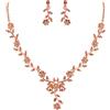 Clearine Matrimonio Gioielli Set Foglia Cluster Fiore Cristalli Ciondolo Collana Orecchini Pendenti per Sposa Pesca Morganite Colore Rosa-Oro-Fondo
