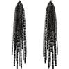 EVER FAITH Brillante strass lampadario orecchini, cristalli dichiarazione nappe lungo pendente orecchini per le donne ragazze nero