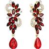 Clearine Orecchini a clip Boemo Boho Cristallo Fiore Sposa di nozze lacrima luminoso Lungo Mazzo di Clip-On a Pendenti