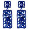 EVER FAITH Rettangolo Orecchini Blu Rhinestone Cristallo Geometrico Statement pendente Chandelier