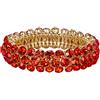 EVER FAITH Bracciale da Sposa per Il Matrimonio, Brillante Cristalli Strass Elastico per Donne Ragazze Rosso