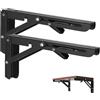 Vebetter 300mm Staffa Pieghevole, 2Pcs Mensola Pieghevole, Staffe Mensole Pesanti, Supporto Da Parete In Metallo Nero, Per Garage, Cucina, Camera Da Letto, Supporto Tavolo Staffe Carico Massimo 70KG.