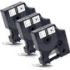 Labelwell 3x Labelwell Nastro per Etichette 18055 S0718300 per Rhino Termorestringenti Tubo Nastri 12 mm x 1,5 m per Dynmo Rhino 4200, 5200, 5000, 1000, 3000, 6000, ILP-219 Industriale Etichettatrice